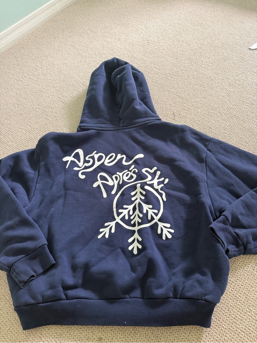 LIMITED EDITION ASPEN X Madhappy Navy Crewneck Hoodie with White Logo - Picture 2 of 3